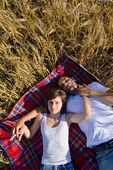 Image showing happy couple in wheat field