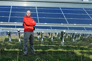 Image showing Male solar panel engineer at work place