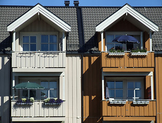 Image showing Twin colorful Victorian houses