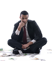 Image showing Business man holding money