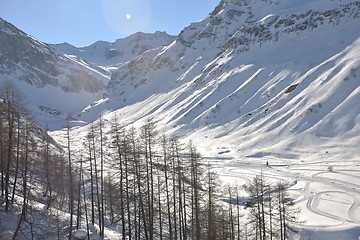 Image showing High mountains under snow in the winter