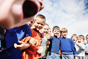 Image showing preschool  kids outdoor have fun