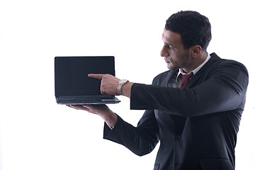 Image showing business man work on mini laptop