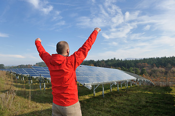 Image showing Male solar panel engineer at work place