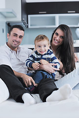 Image showing happy young family have fun  at home