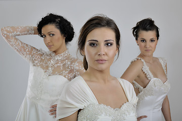 Image showing portrait of a three beautiful woman in wedding dress