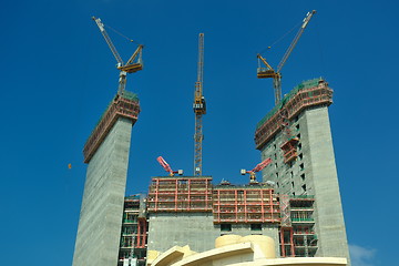 Image showing Construction site with crane