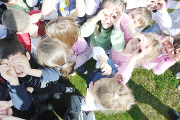 Image showing preschool  kids outdoor have fun