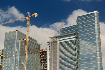 Image showing Construction site with crane