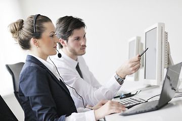 Image showing business people group working in customer and help desk office