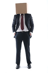 Image showing business man with an box on his head
