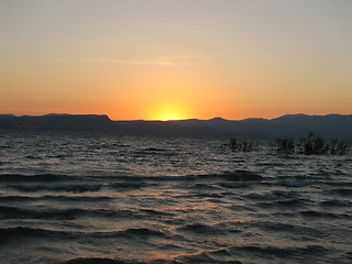 Image showing Sunset on the sea of galilee