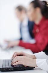 Image showing business woman group with headphones