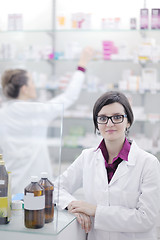 Image showing team of pharmacist chemist woman  in pharmacy drugstore