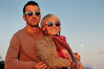 Image showing couple in love  have romantic time on boat