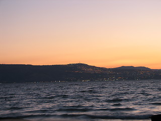 Image showing sunset on Tiberias