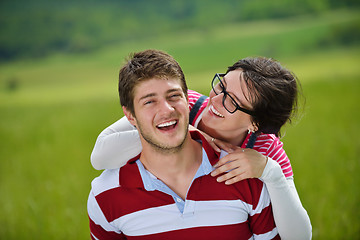 Image showing romantic young couple in love together outdoor