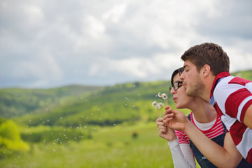 Image showing romantic young couple in love together outdoor