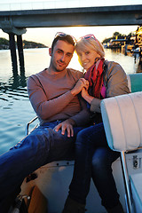 Image showing couple in love  have romantic time on boat