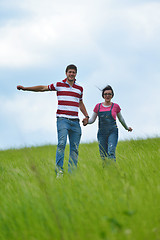 Image showing romantic young couple in love together outdoor