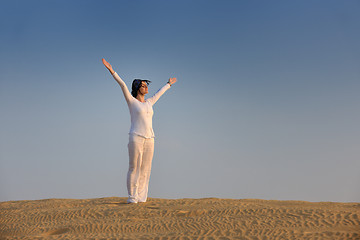 Image showing woman relax in desert