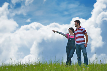 Image showing romantic young couple in love together outdoor