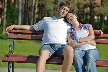 Image showing romantic young couple in love together outdoor