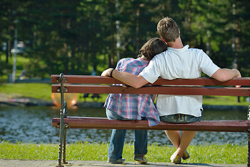 Image showing romantic young couple in love together outdoor