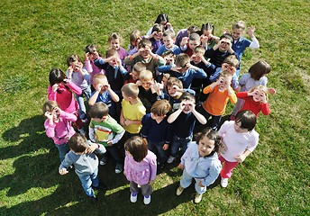 Image showing preschool  kids outdoor have fun