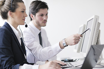 Image showing business people group working in customer and help desk office