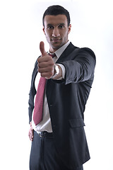 Image showing Businessmen making his thumb up saying OK