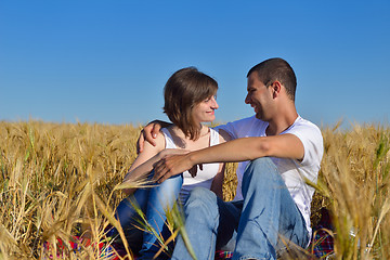 Image showing happy couple in wheat field