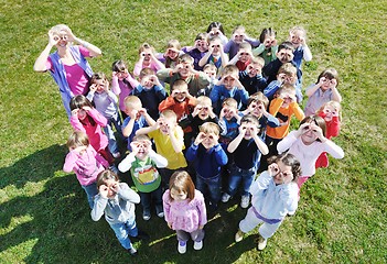 Image showing preschool  kids outdoor have fun