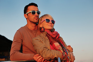 Image showing couple in love  have romantic time on boat