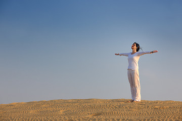 Image showing woman relax in desert