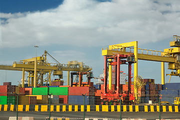 Image showing container ship leaving the container port terminal