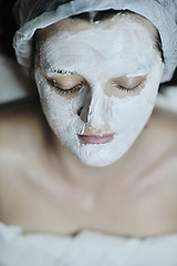 Image showing woman with facial mask in cosmetic studio