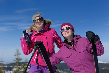 Image showing winter season fun with group of girls