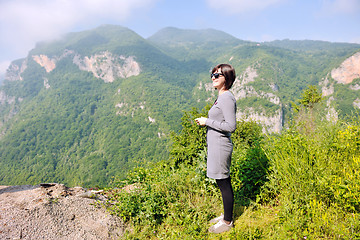 Image showing happy young woman portrait in nature