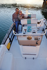 Image showing couple in love  have romantic time on boat