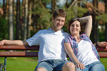 Image showing romantic young couple in love together outdoor