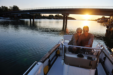 Image showing couple in love  have romantic time on boat