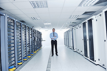 Image showing young it engineer in datacenter server room