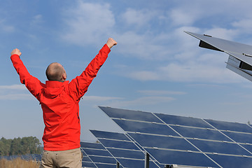 Image showing Male solar panel engineer at work place