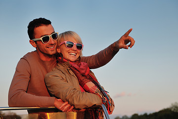 Image showing couple in love  have romantic time on boat