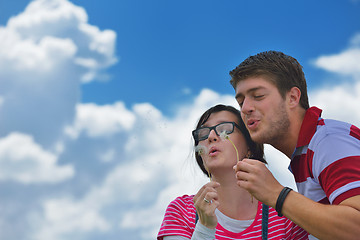 Image showing romantic young couple in love together outdoor