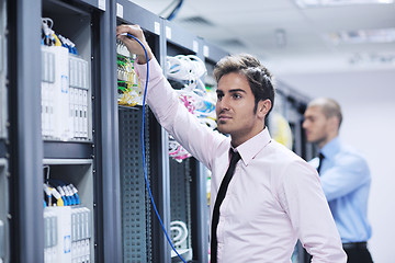 Image showing it enineers in network server room