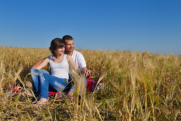 Image showing happy couple in wheat field