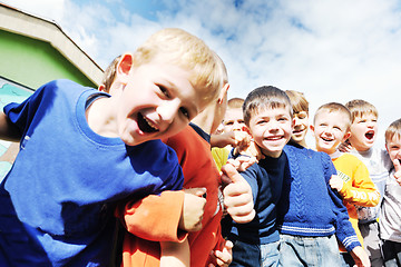 Image showing preschool  kids outdoor have fun