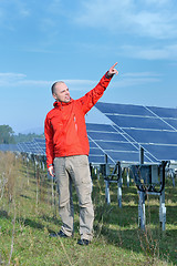 Image showing Male solar panel engineer at work place